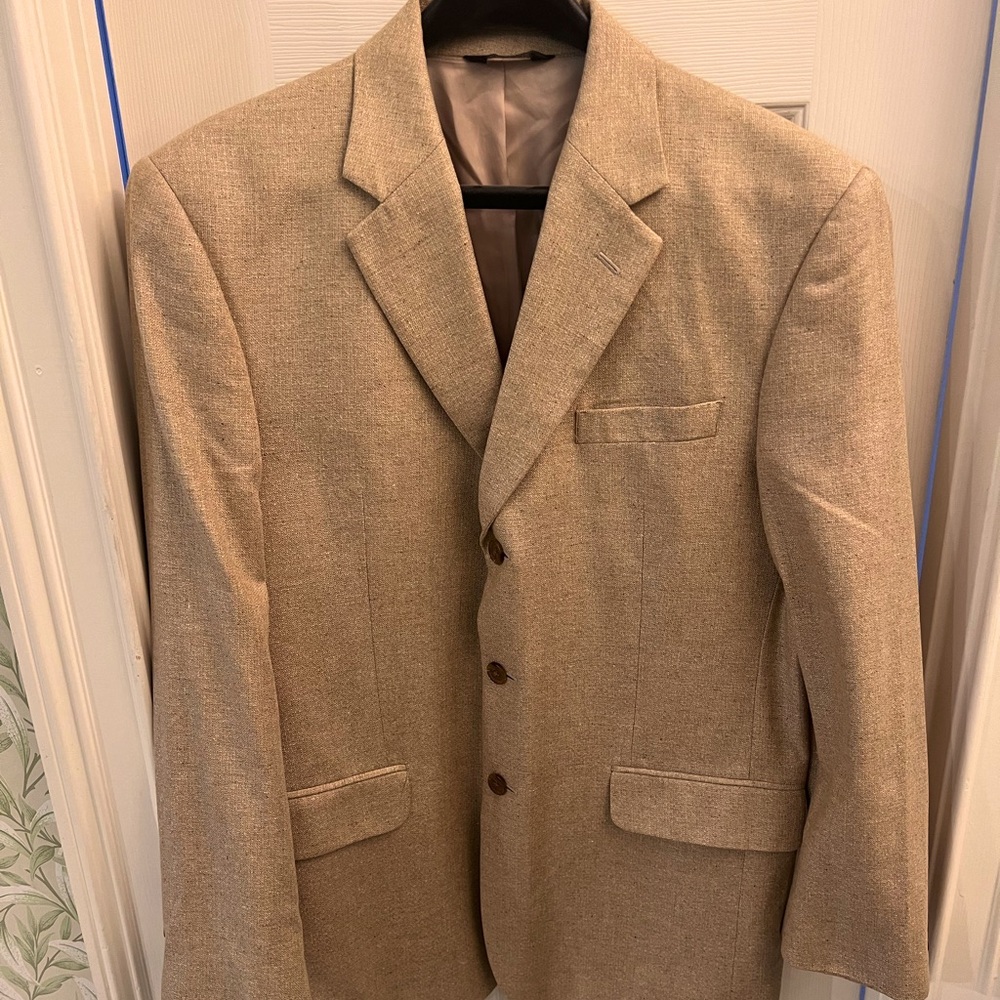 Jos. A. Bank Mens Silk Suit Blazer Long Sleeves Notch Lapel Brown Size 41R